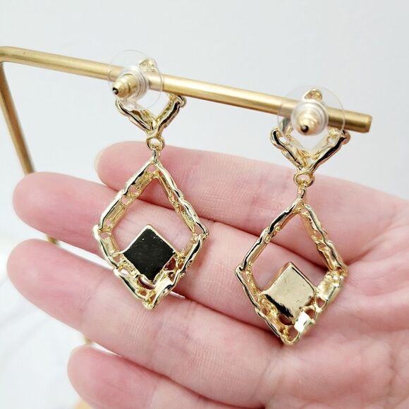 2/$20 Brand New Gold Tone With Black Fashion Earrings - Picture 5 of 6